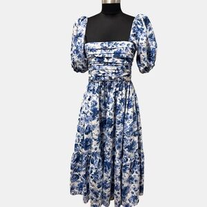 Abercrombie & Fitch Emerson poplin puffer sleeve Floral Midi Dress size XS